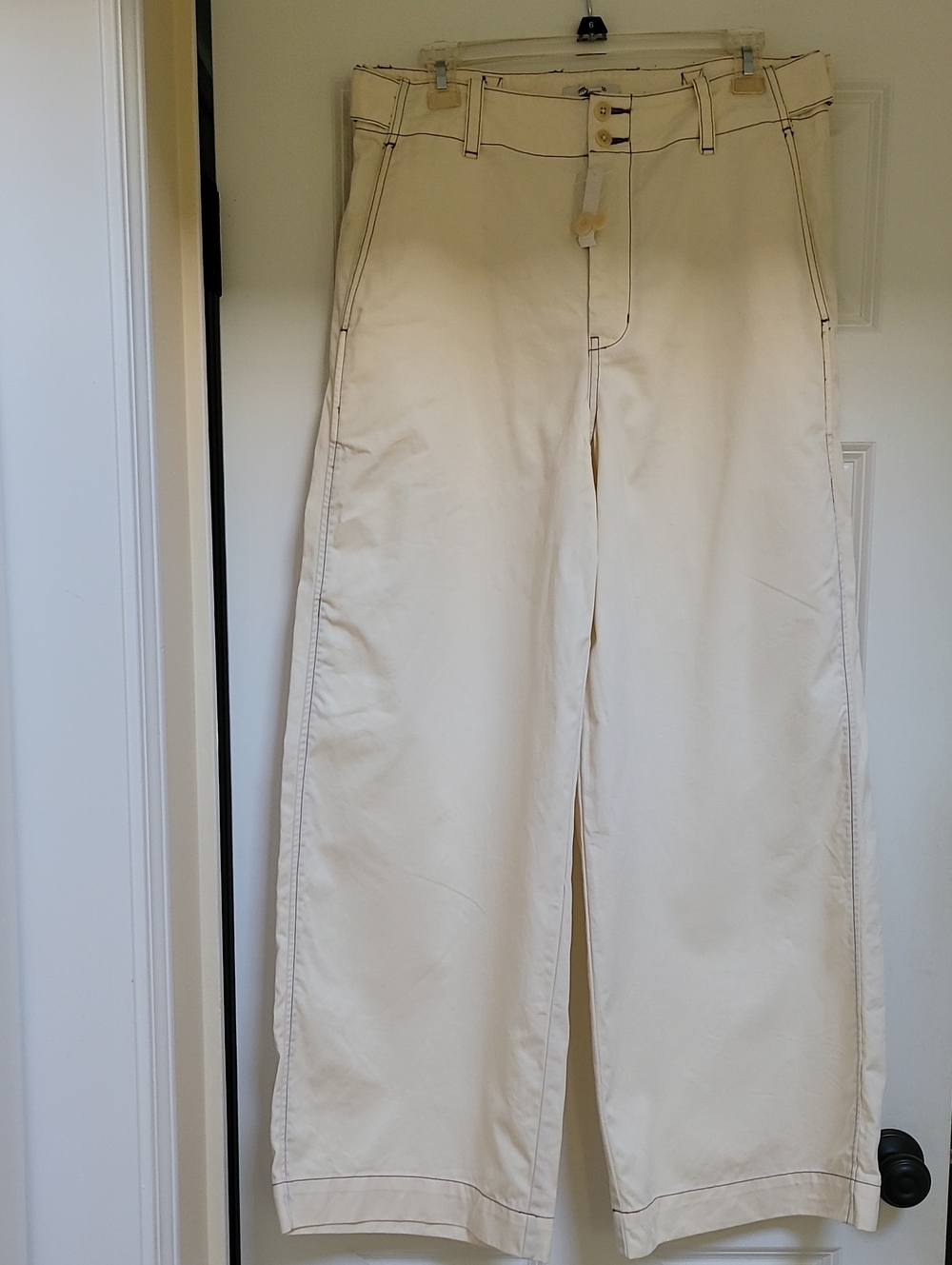 Madewell Button-tab Wide Leg Pants in Antique Cream - Picture 2 of 12